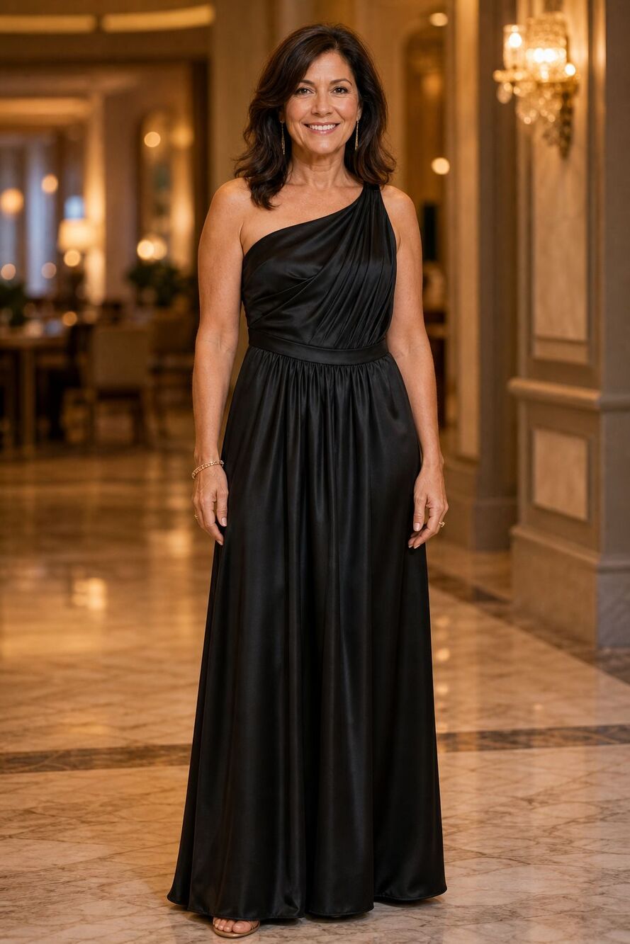 Bill Levkoff Women Dress 20 Black One Shoulder Bridesmaid Formal Black Tie Gown